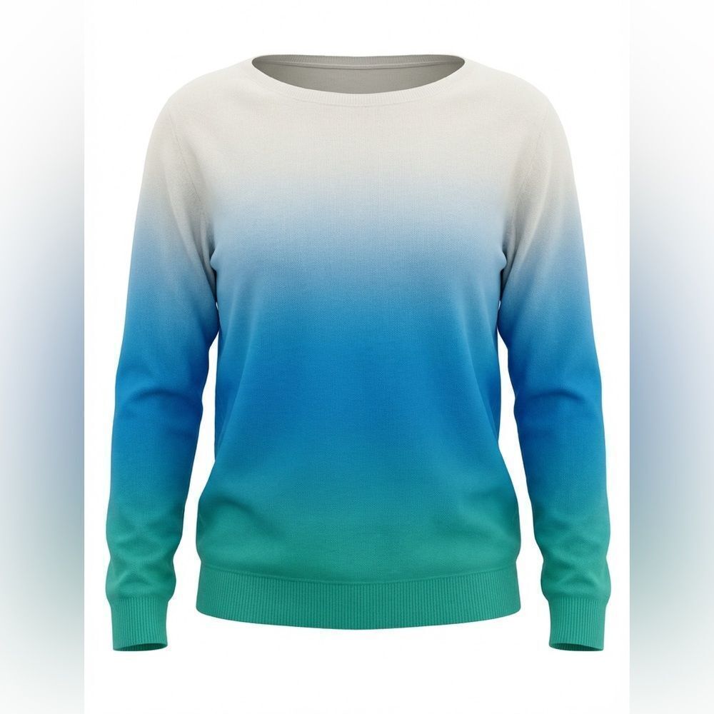 SAKS FIFTH AVENUE WOMENS CASHMERE BLOUSE SIZE SP BLUE GREEN WHITE